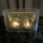 ﻿Glass oval lantern with green garden design